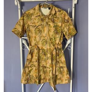 Desigual tropical shirt dress leopard cheetah safari M